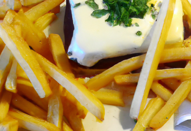 Coulée de camembert chaud sur frites