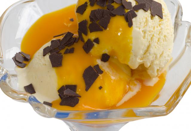 Glace maison mangue façon stracciatella