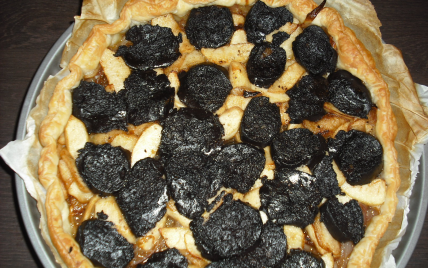 Tarte boudin  pommes  et oignons