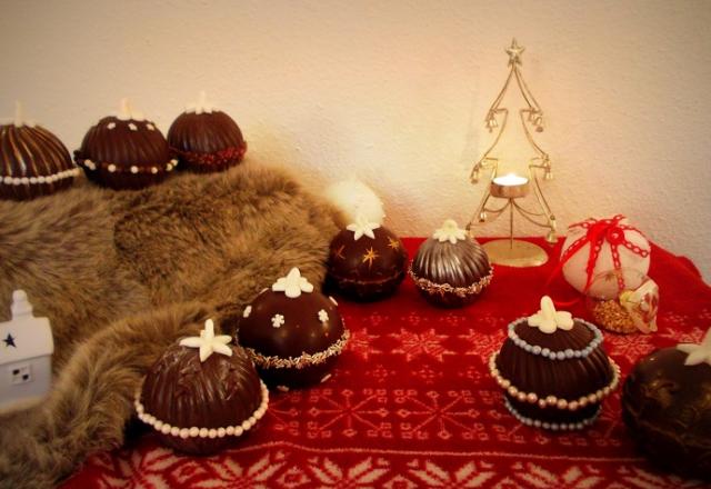 Boules de Noël chocolat framboise