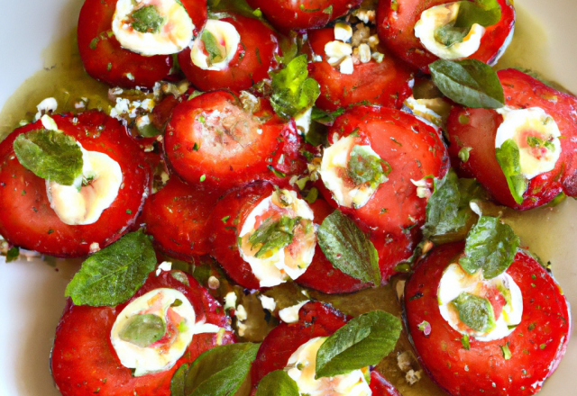 Carpaccio de fraises à la menthe