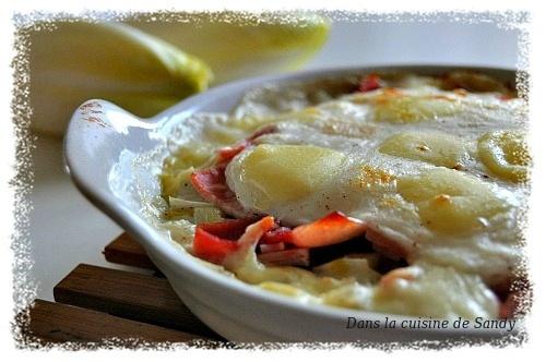 Cassolettes d'endives façon gratin au jambon à la tome fermière au fenugrec et leur béchamel ultra light