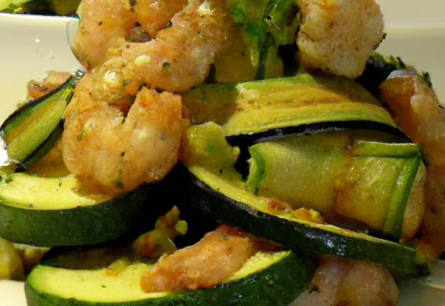 Courgette and crevettes