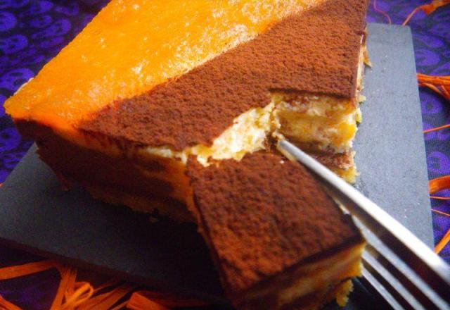 Cheesecake marbré potiron-orange et chocolat