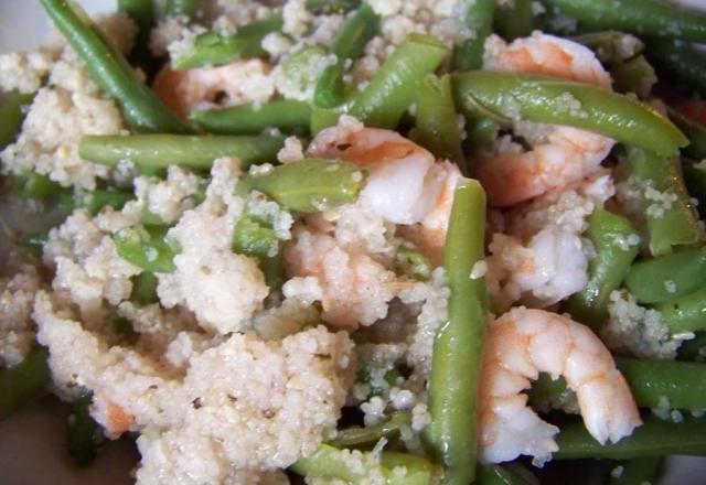 Taboulé de crevettes et haricots verts