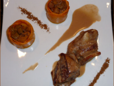 Veau braisé à la noix et ses légumes, jus de cuisson à la trappe d'echourgnac.