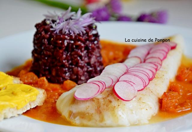 Filet de cabillaud cuit à basse température à la sauce américaine