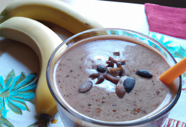 Smoothie banane amandes chocolat