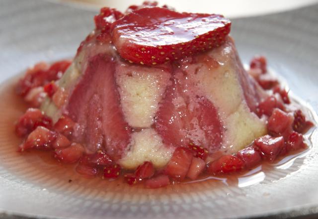 Flan ricotta-tonka aux gariguettes et coulis d'érable