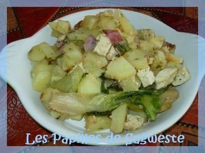 Pommes de terre sautées au bacon et tofu aux herbes