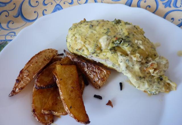 Escalope de poulet croûte fromage-moutarde