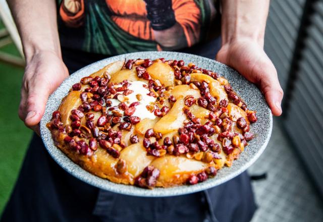 Tatin poire & cacahuètes des landes