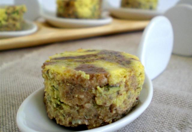 Brownies marbrés à la Fourme d'Ambert et lentilles vertes du Puy