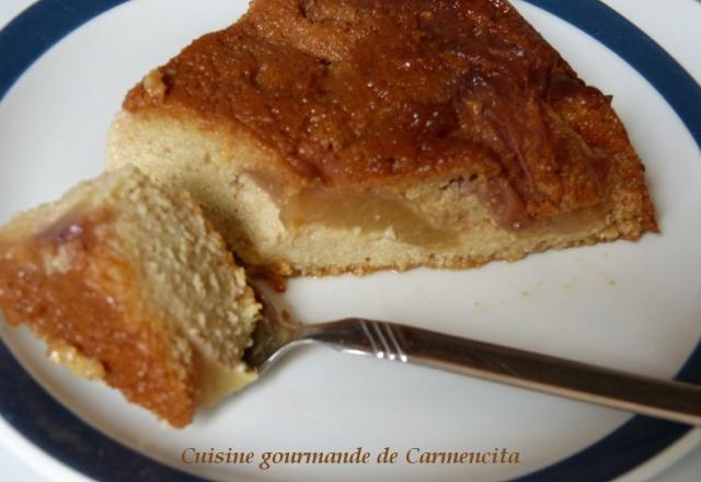 Gâteau de semoule aux pêches blanches et verveine