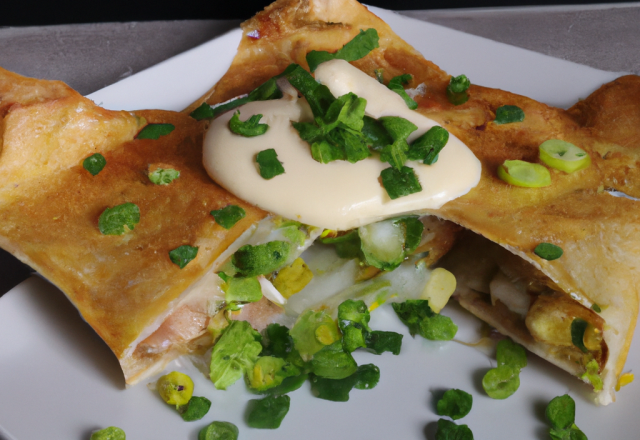 Feuilleté maraîcher croquant, sauce fromage blanc à la ciboulette