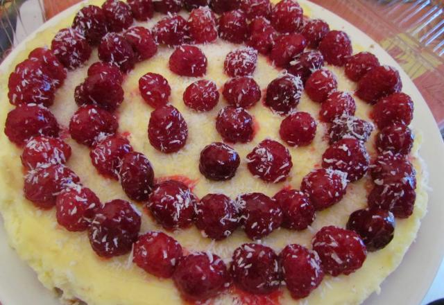 Cheesecake framboise noix de coco