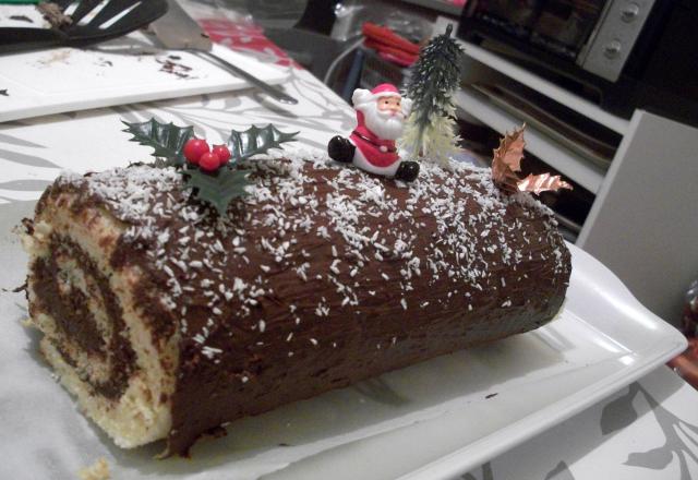 Bûche de Noël mousse choco et noix de coco