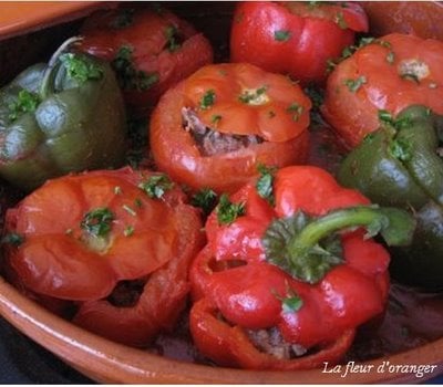 Tajine de poivron farci à la viande hachée