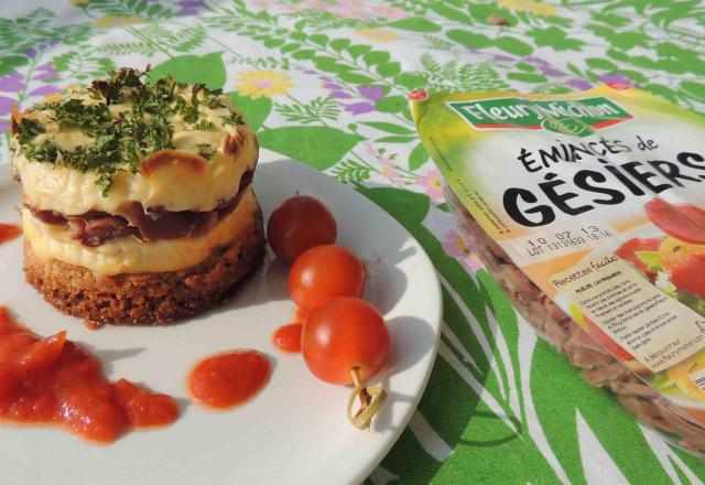 Cheesecake aux gésiers compotée de tomates cerises