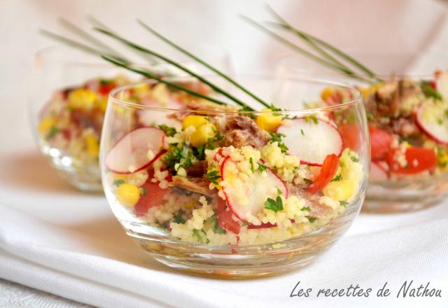 Verrines de taboulé aux sardines