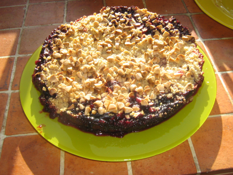 Crumble aux fruits rouges flocons d'avoine et noix de pécan