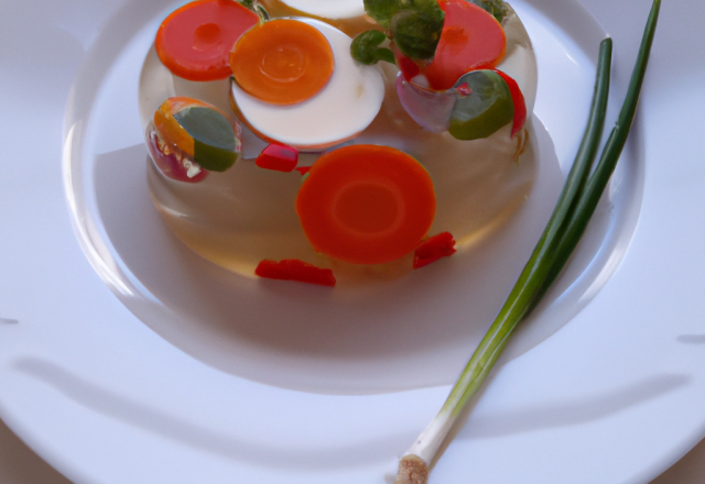 Aspic d'œuf de caille aux légumes