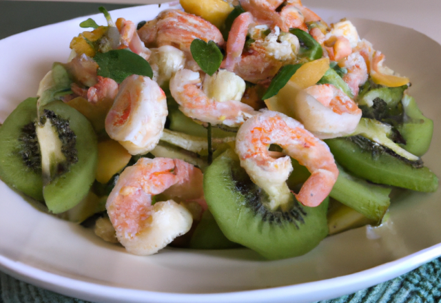 Salade de gambas aux kiwi