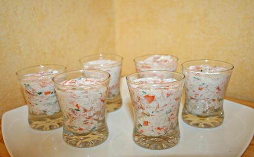 Verrine de surimi et saumon fumé