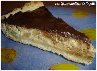 Tarte pommes, pistaches, chocolat