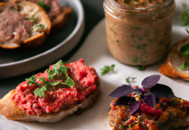 Tartine de pain viennois et son tartare