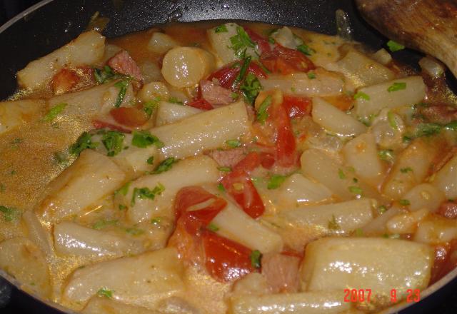 Salsifis au jambon et tomates