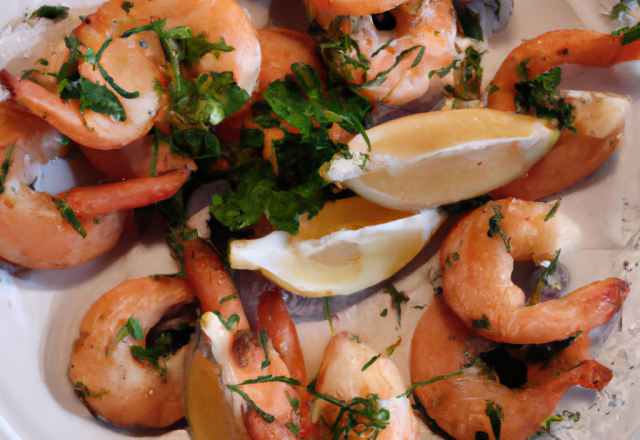 Crevettes au citron et aux herbes maison