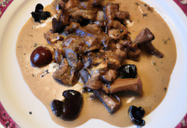 Sauté de chapon sauce foie gras et morilles