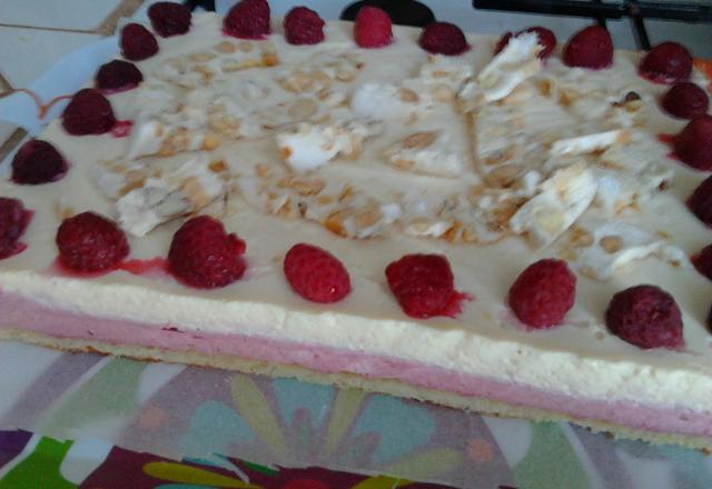 Bavarois nougat et framboises