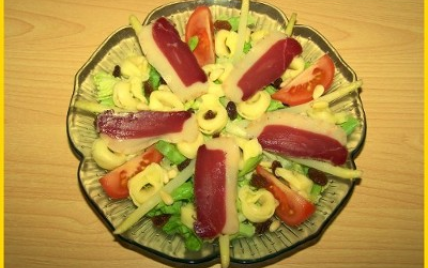 Salade de tortellinis et magret de canard