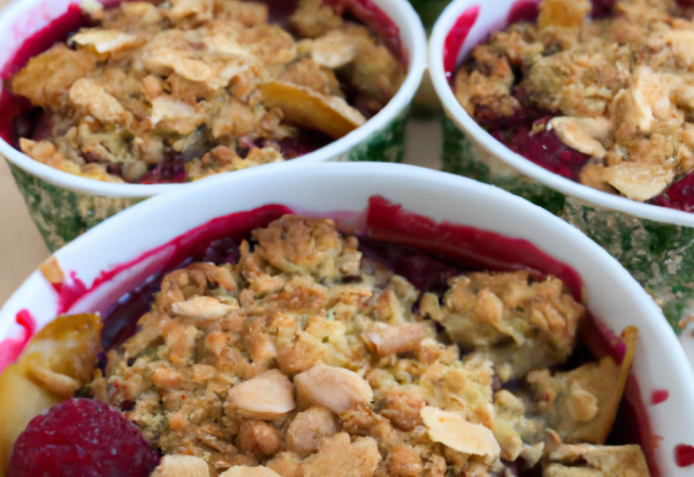 Crumbles individuels aux framboises et amandes