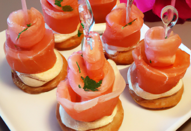 Bouchées de saumon aux crevettes roses