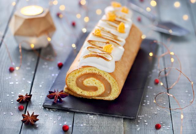 Bûche de Noël caramel et clémentine