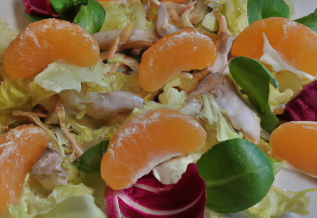 Salade de poissons fumés, cœurs de palmier et clémentines