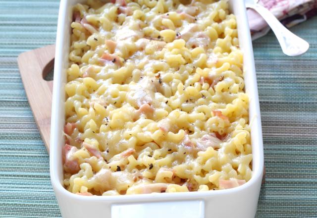 Gratin de coquillettes jambon & gruyère