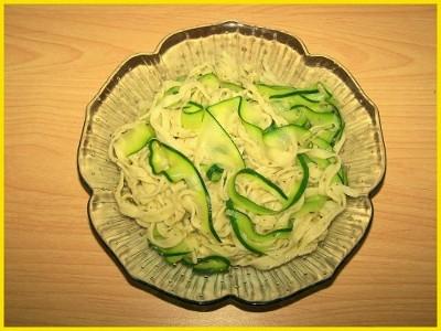 Tagliatelles aux courgettes et pesto