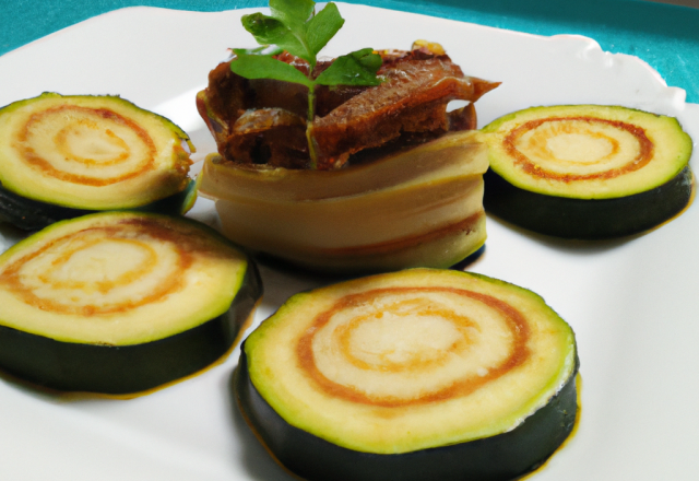 Lamelles de courgette au foie gras