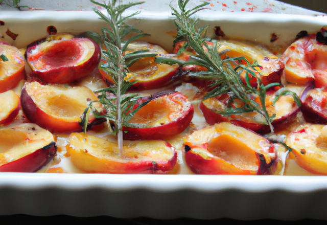 Gratin de nectarines au romarin