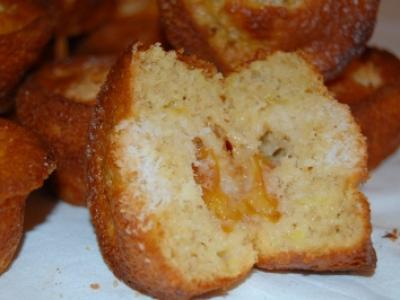 Muffins banane-coco, cœur de mirabelle