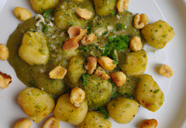 Gnocchi de chataîgnes au pesto de persil et noisettes