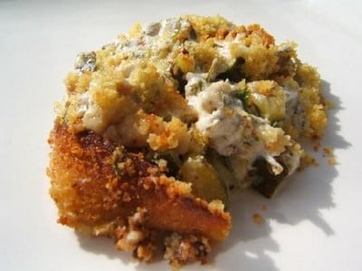 Crumble de courgette au petit Billy et pimprenelle