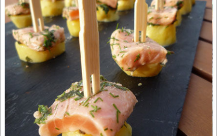 Bouchées de grenailles et saumon mariné au yuzu !