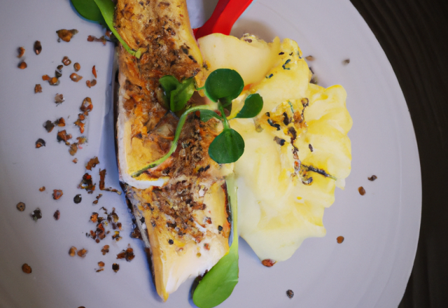 Filet de rouget à l'huile de sésame et purée maison, céleri et pomme de terre