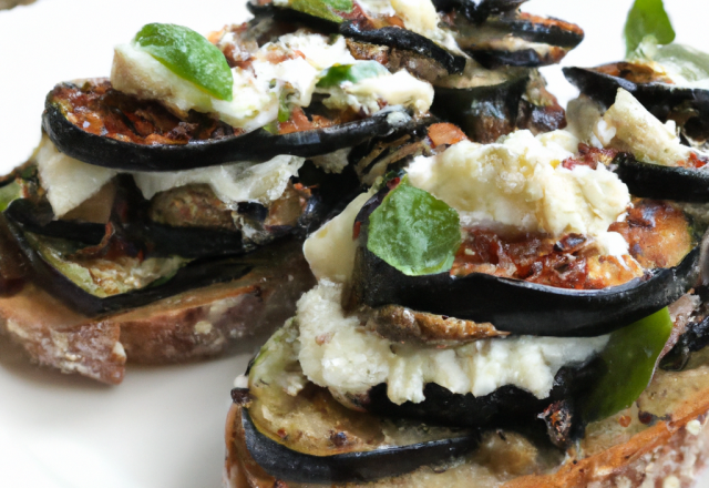 Toast d'aubergines au chèvre