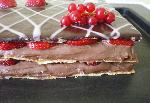 Mille feuilles fraises chocolat